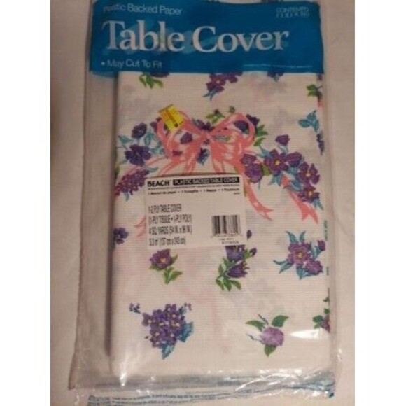 3 Floral medley plastic backed table cloth cover unopened - Picture 5 of 6